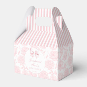 Cute pastel pink bow ribbon baby girl shower favour box