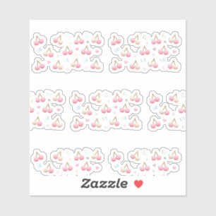 Cute Pastel Pink Cherry Pattern Sticker