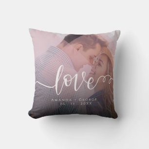 Cute Pastel Pink Colour Love Photo Cushion