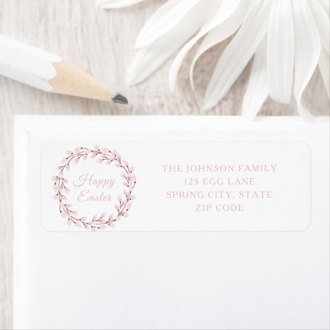 Cute Pastel Pink Easter Return Address Label (Insitu)