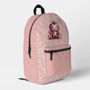 Cute Pastel Pink Hearts Printed Backpack