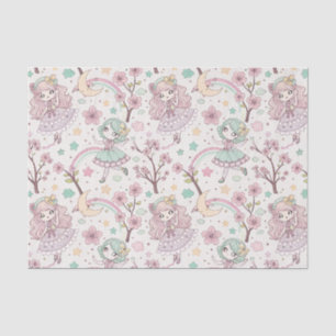 Cute Pastel Pink Kawaii Anime Magical Floral Girls Tissue Paper