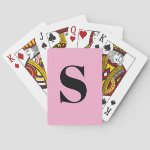 Cute Pastel Pink Monogram Retro Lettering Playing Cards