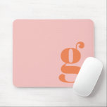 Cute Pastel Pink Orange Monogram Retro Lettering  Mouse Pad<br><div class="desc">This stylish mouse pad features your monogram in coral on a pastel pink background in retro lettering. Great gift idea!</div>
