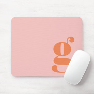 Cute Pastel Pink Orange Monogram Retro Lettering  Mouse Pad