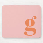 Cute Pastel Pink Orange Monogram Retro Lettering  Mouse Pad<br><div class="desc">This stylish mouse pad features your monogram in coral on a pastel pink background in retro lettering. Great gift idea!</div>