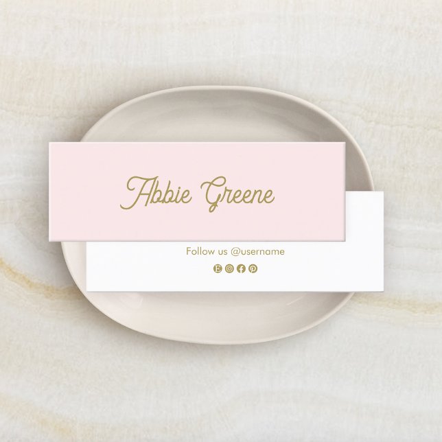 Cute Pastel Pink Script Beauty Mini Business Card (Creator Uploaded)