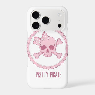 Cute Pastel Pink Skull with Bow and Crossbones Des