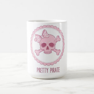 Cute Pastel Pink Skull with Bow and Crossbones Des Coffee Mug