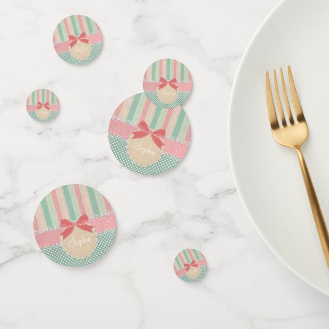 Cute Pastel Polka Dot & Stripes Design Confetti (Group)