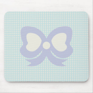 CUTE PASTEL POLKADOTS AND RIBBON BLUE PURPLE MOUSE PAD