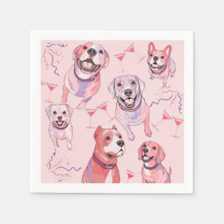 Cute Pastel Pop Art Dog Breeds Cocktail Napkins