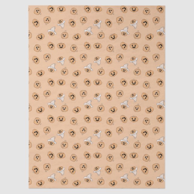 Cute Pastel Pumpkin Halloween Pattern Wrapping Pap Tissue Paper (Front)