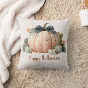 Cute Pastel Pumpkin Happy Halloween Cushion
