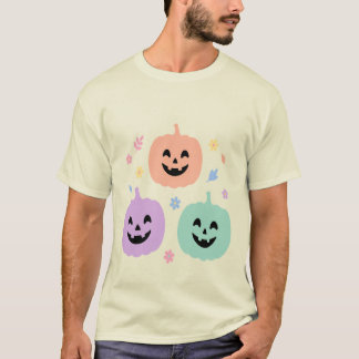 Cute Pastel Pumpkin Trio Halloween T-Shirt