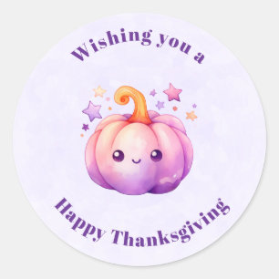 Cute Pastel Pumpkin with Stars Thanksgiving Classic Round Sticker