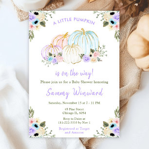 Cute Pastel Pumpkins Baby Shower Invitation