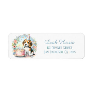 Cute Pastel Puppy Beagle - Birthday Address  Return Address Label