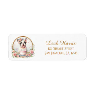 Cute Pastel Puppy French Bulld - Birthday Address Return Address Label
