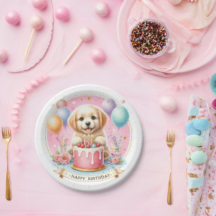 Cute Pastel Puppy Labrador - Birthday  Paper Plate