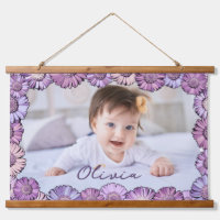 Cute Pastel Purple Daisy Name Photo Grandchildren