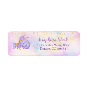 Cute Pastel Purple Dragon Return Address Label