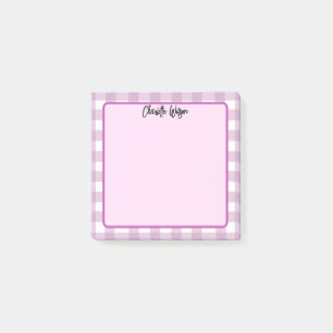 Cute Pastel Purple Gingham Pattern Notes