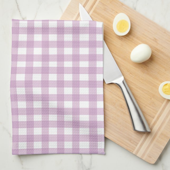 Cute Pastel Purple Gingham Tea Towel (Quarter Fold)