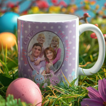 Cute Pastel Purple Hoppy Easter Family Photo Gifts