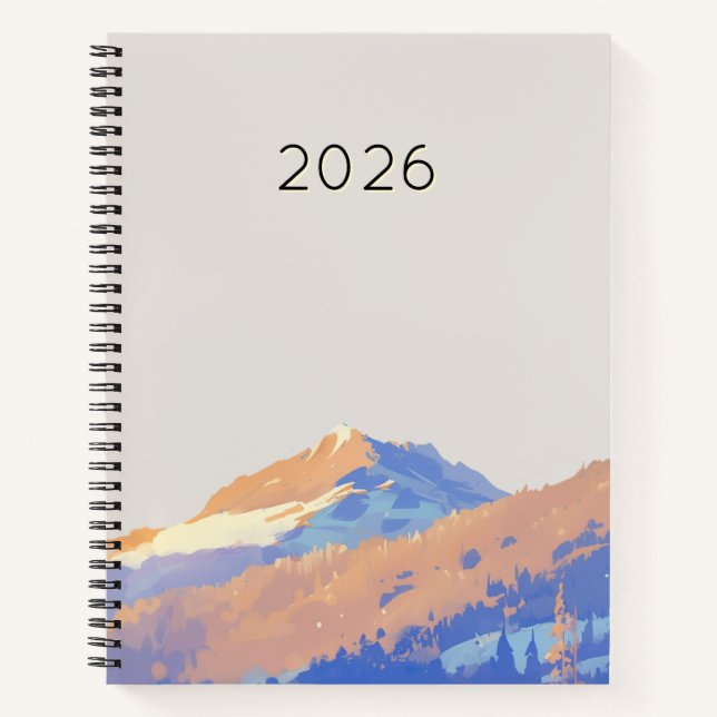 Cute Pastel Purple Minimalist Mountain Notebook (Front)