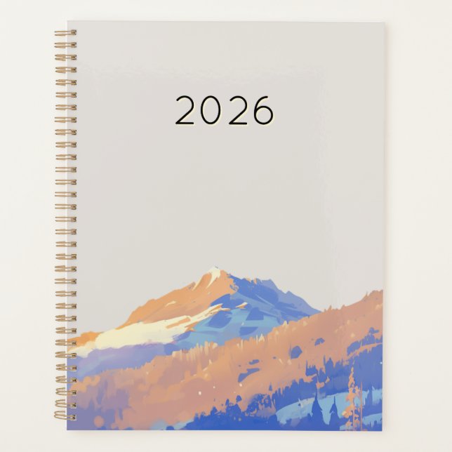 Cute Pastel Purple Minimalist Mountain Planner (Front)