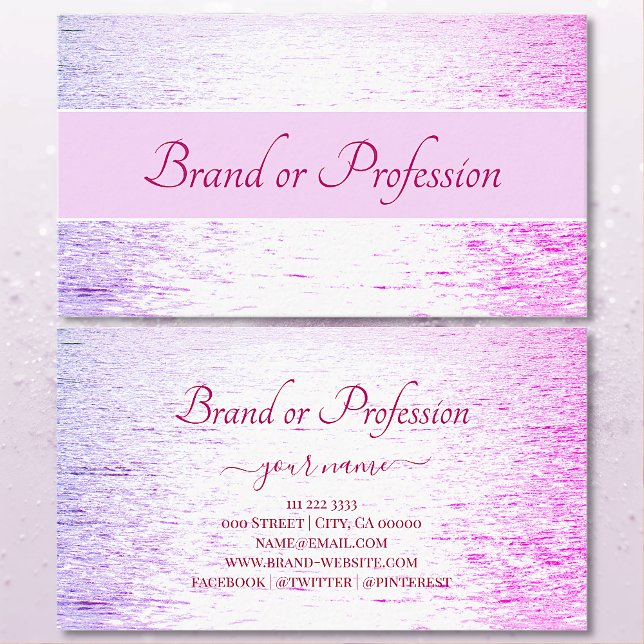 Cute Pastel Purple Pink Ocean Sunset Reflection Business Card (Creator Uploaded)