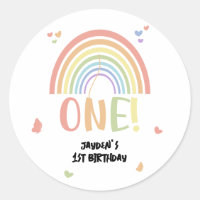 Cute Pastel Rainbow 1st Birthday