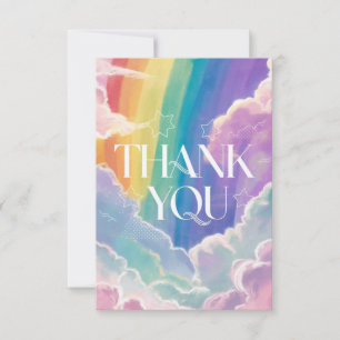Cute Pastel Rainbow and Clouds Thank You Card