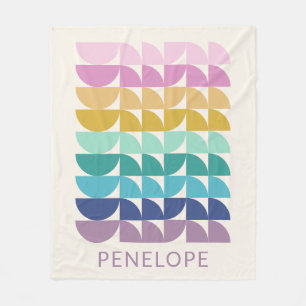 Cute Pastel Rainbow Geometric Shapes Personalised Fleece Blanket