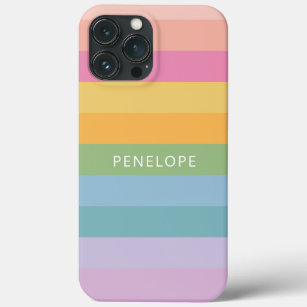 Cute Pastel Rainbow Geometric Stripes Personalised iPhone 13 Pro Max Case