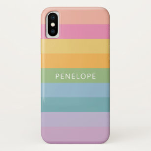 Cute Pastel Rainbow Geometric Stripes Personalised Case-Mate iPhone Case