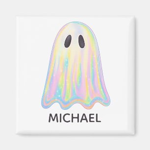 Cute Pastel Rainbow Ghost   Aesthetic Spooky Magnet