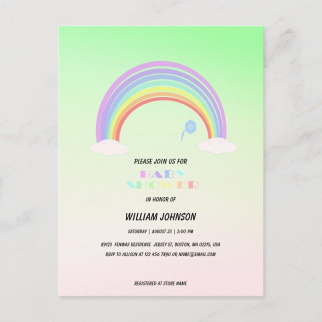 Cute Pastel Rainbow gradient  flower Theme name Postcard (Front)