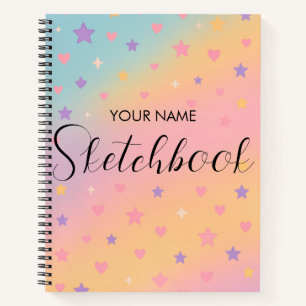 Cute Pastel Rainbow Gradient Kids Sketchbook  Notebook