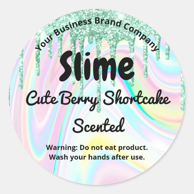 Cute Pastel Rainbow Green Drip Slime Product Label (Front)
