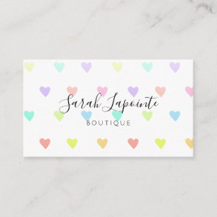 Cute Pastel Rainbow Hearts Pattern Business Card