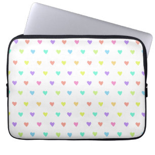 Cute Pastel Rainbow Hearts Pattern Laptop Sleeve