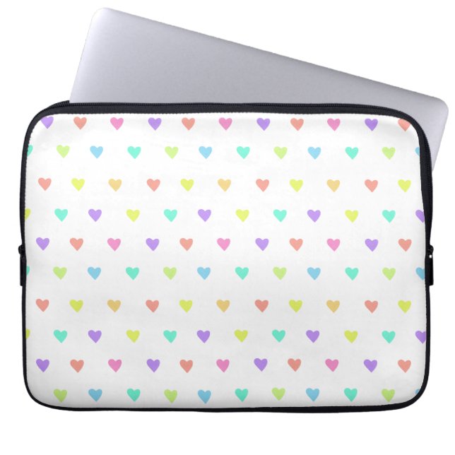 Cute Pastel Rainbow Hearts Pattern Laptop Sleeve (Front)