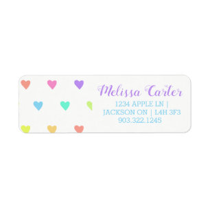 Cute Pastel Rainbow Hearts Pattern Return Address Label