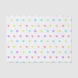 Cute Pastel Rainbow Hearts Pattern Tissue Paper