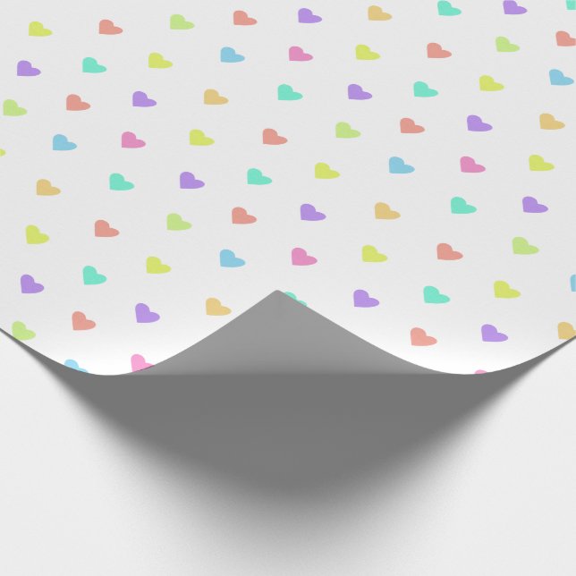 Cute Pastel Rainbow Hearts Pattern Wrapping Paper (Corner)