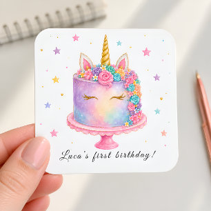 Cute Pastel Rainbow Party Sticker for Girls First 