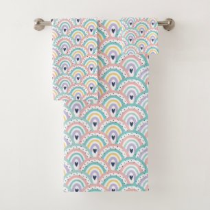 Cute Pastel Rainbow Pattern Bath Towel Set