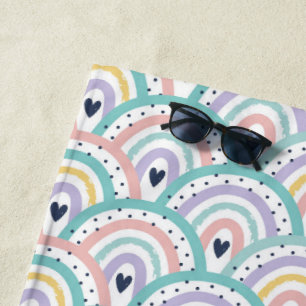 Cute Pastel Rainbow Pattern Beach Towel